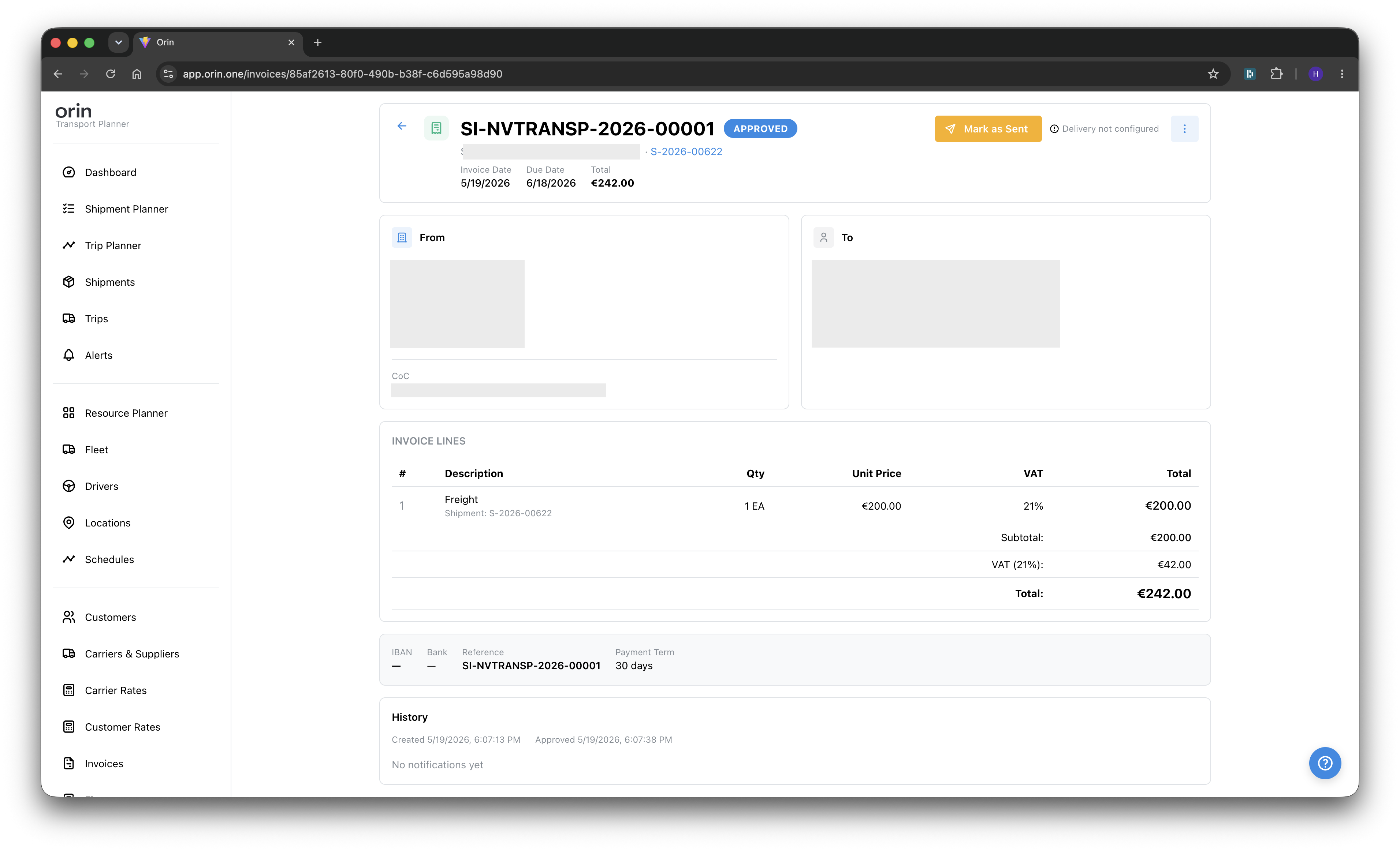Invoice from the delivery — e-invoicing built in