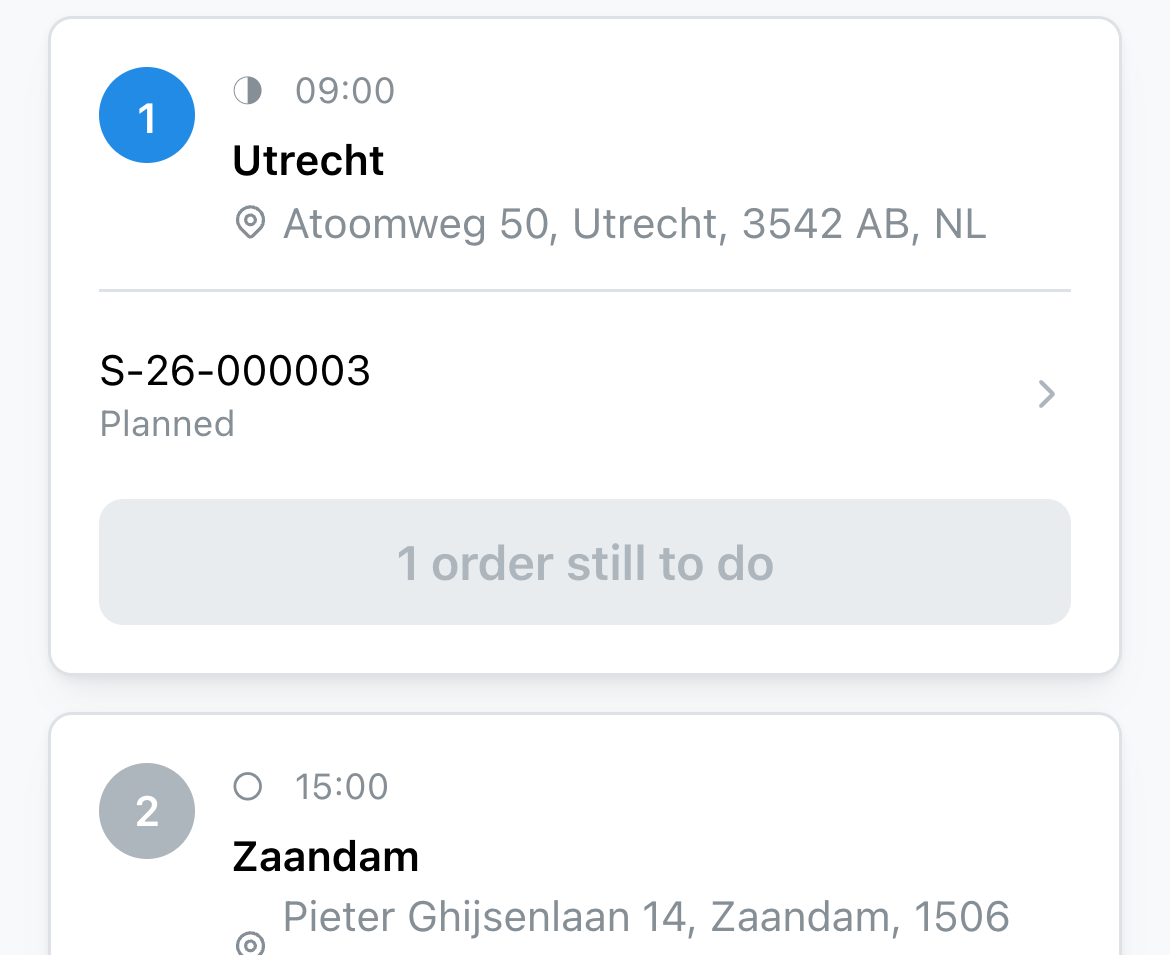 Chauffeursapp met afleverbevestiging